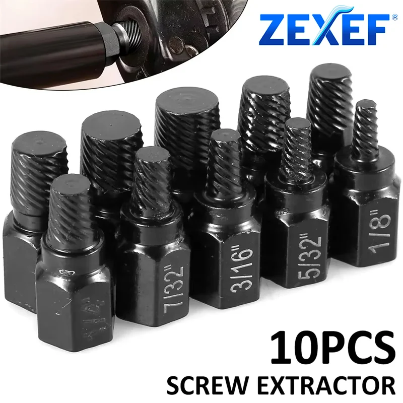 

10Pcs Screw Extractor Kit Alloy Steel Damaged Screw Remover Metal Easy Out Drill Bits Broken Bolt Stud Remover Screw Extractor