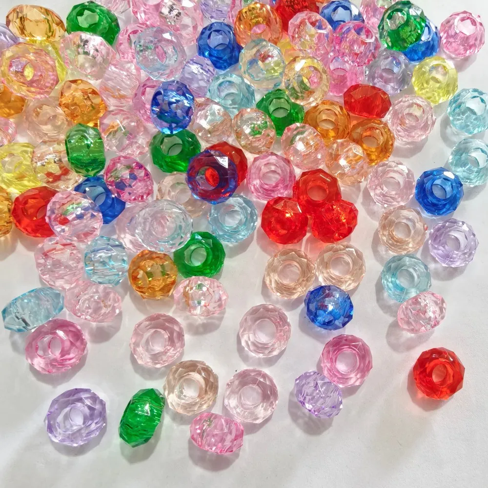 30/50/100Pcs, 14mm, New, Transparent, Cut, Big Hole Beads, Imitation Crystal Beads, Loose Beads, Straight Hole, DIY, Accessories
