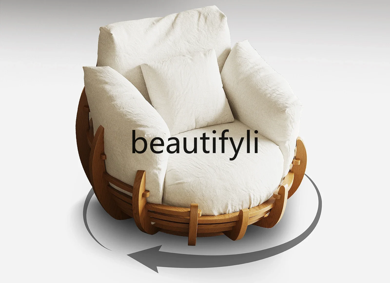 

Italian minimalist sofa chair removable and washable linen down lazy rotatable single leisure chair