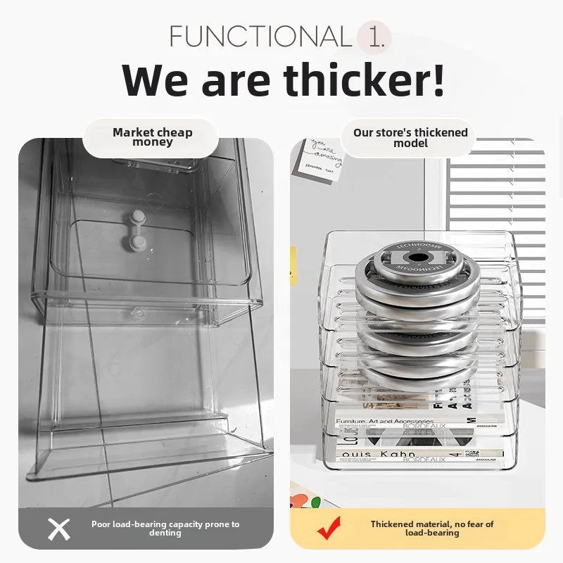 Desk Organizer with 2 Vertical File Holder, 4 Tier Stackable Paper Letter Tray File Organizer with  Pen Holder,Desk Organizer