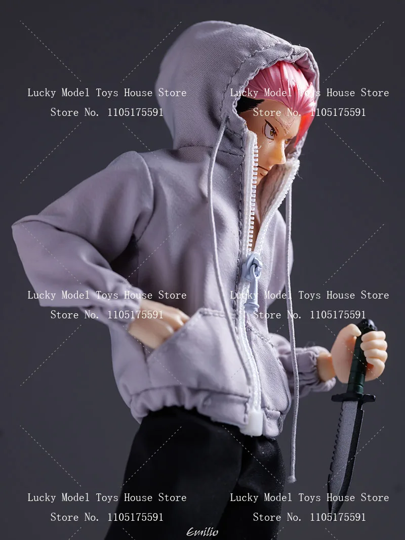 1/12 Itadori Yuji Man Soldier White T-shirt Sport Hoodies Coat Pants Clothes Set Accessory For 6