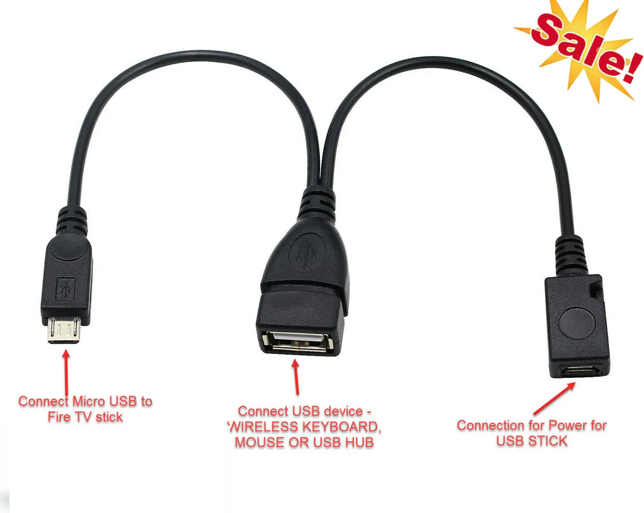 لمنفذ USB OTG مهائي كابلات f Firestick 4K Stick Amazon TV USB إضافة مجموعة لوحة المفاتيح -