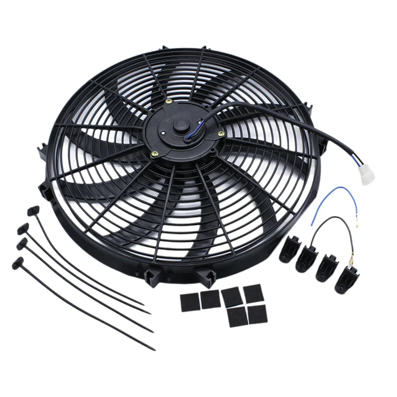 

Cooling Fan 16" Universal Electric Radiator Slim Push Pull Cooling Fan 12V 120W Mount Kit Car Universal Fan