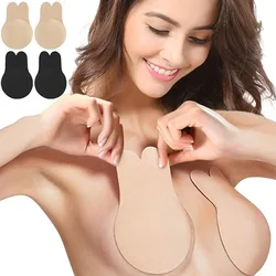 Soutien-gorge invisible sans bretelles en silicone auto-adhésif pour dames, bande arina réutilisable pour le levage des seins, coussin de soutien-gorge Kawaii Rabbit