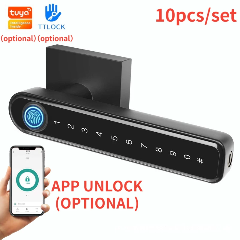 

10pcs/set Home Smart Door Lock Fingerprint Password Handle Lock With Key Tuya/ttlock APP Remote Unlocking Electronic Smart Lock