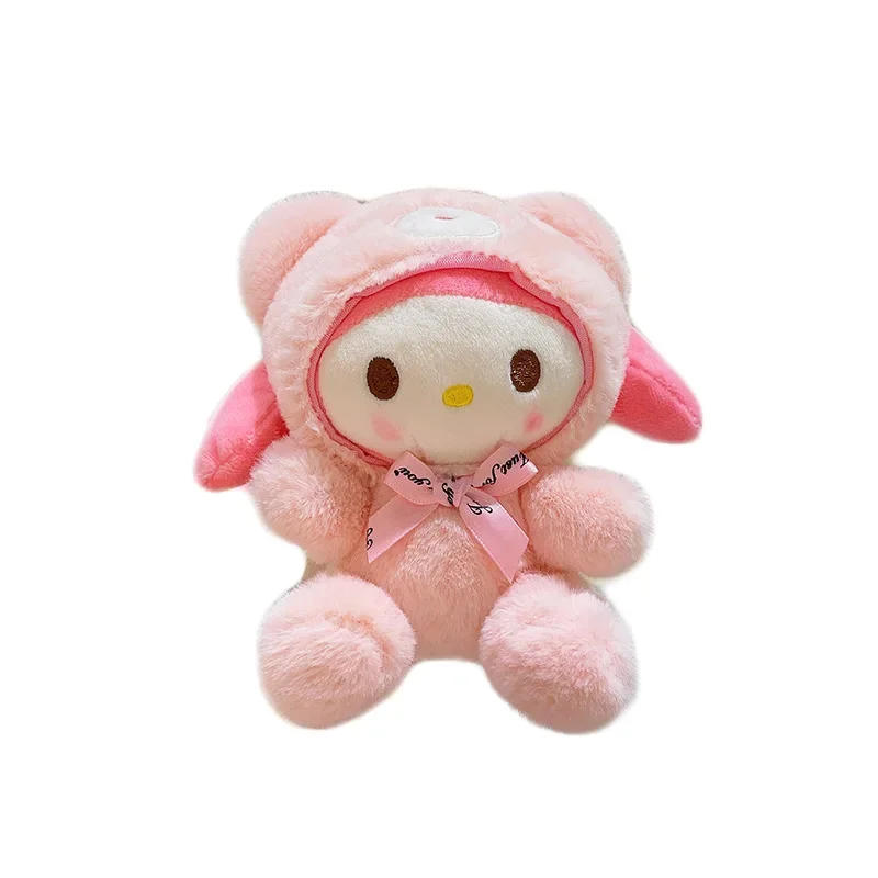 Jouet en peluche Sanrios Cinnamoroll My Melody Anime pour enfants, porte-clés mignon, pendentif dessin animé, cadeau d'anniversaire pour filles