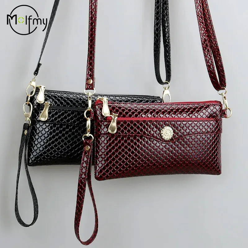 PU Crocodile Pattern Shoulder Bag Fashion Crossbody Bag for Women Small Girl Small Square Phone Bag Hardware Smooth Zipper Purse