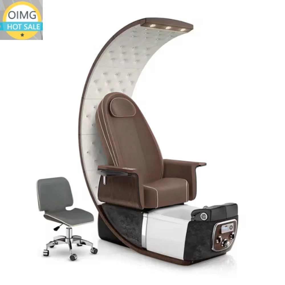High Quality Oval Massage Pedicure Chair with LED Light and Reversible Back Drainage Pump for Nail Salon