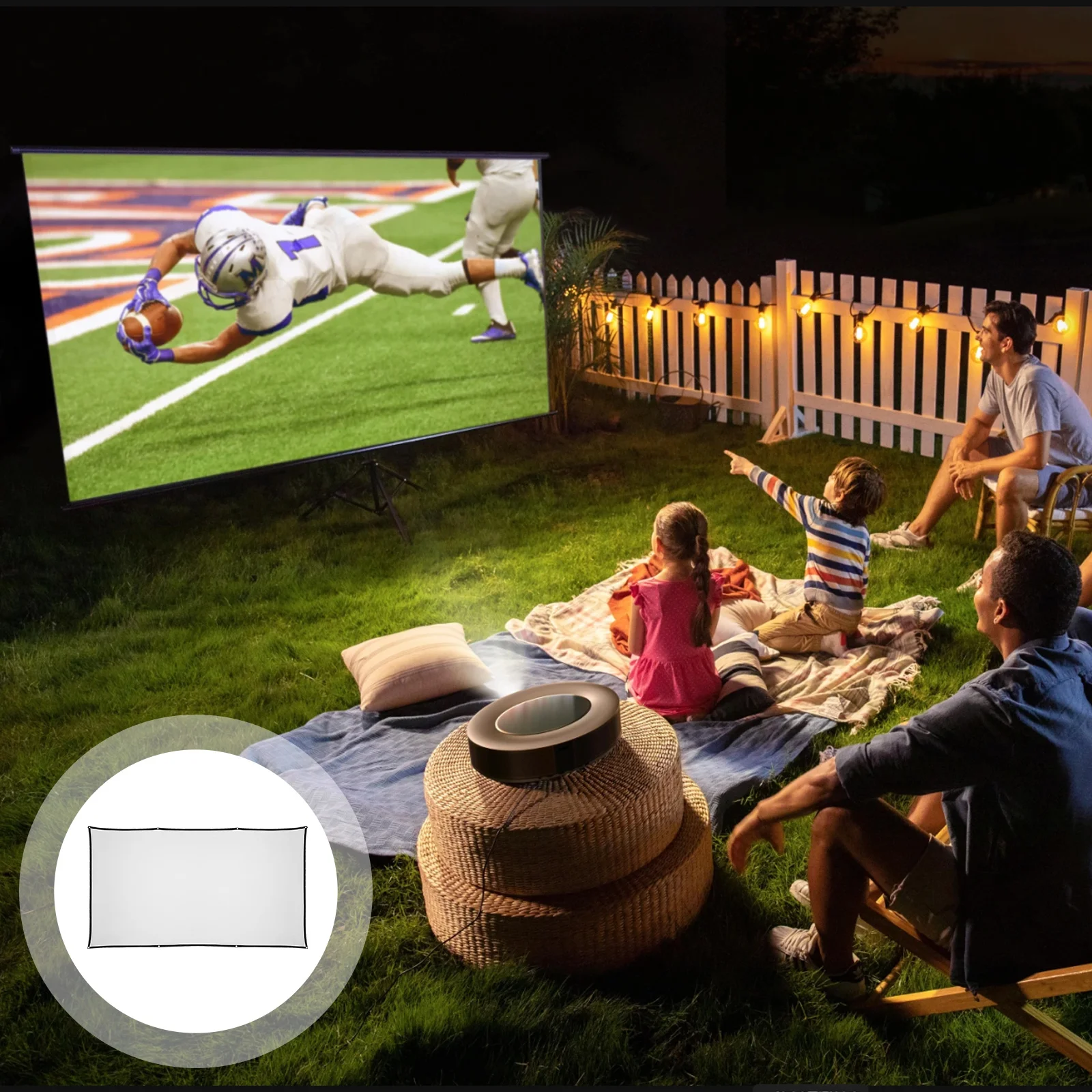 

Foldable Projector Screen Outdoor Indoor Portable White Projection Screen Theater 100 Inch 16:9 High Definition