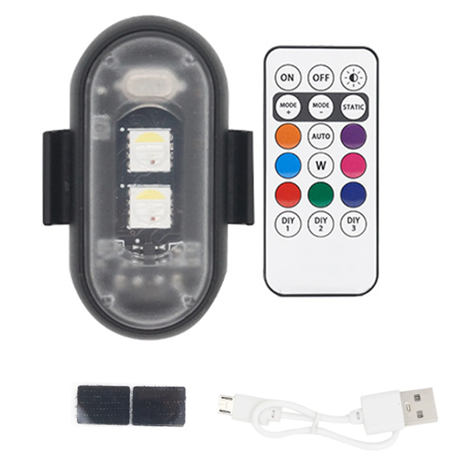 2/4/6PCS LED Emergency Warning Lights with Remote Control 7 Colors USB Rechargeable Car Flashing Light for Car Moto Drone Bike