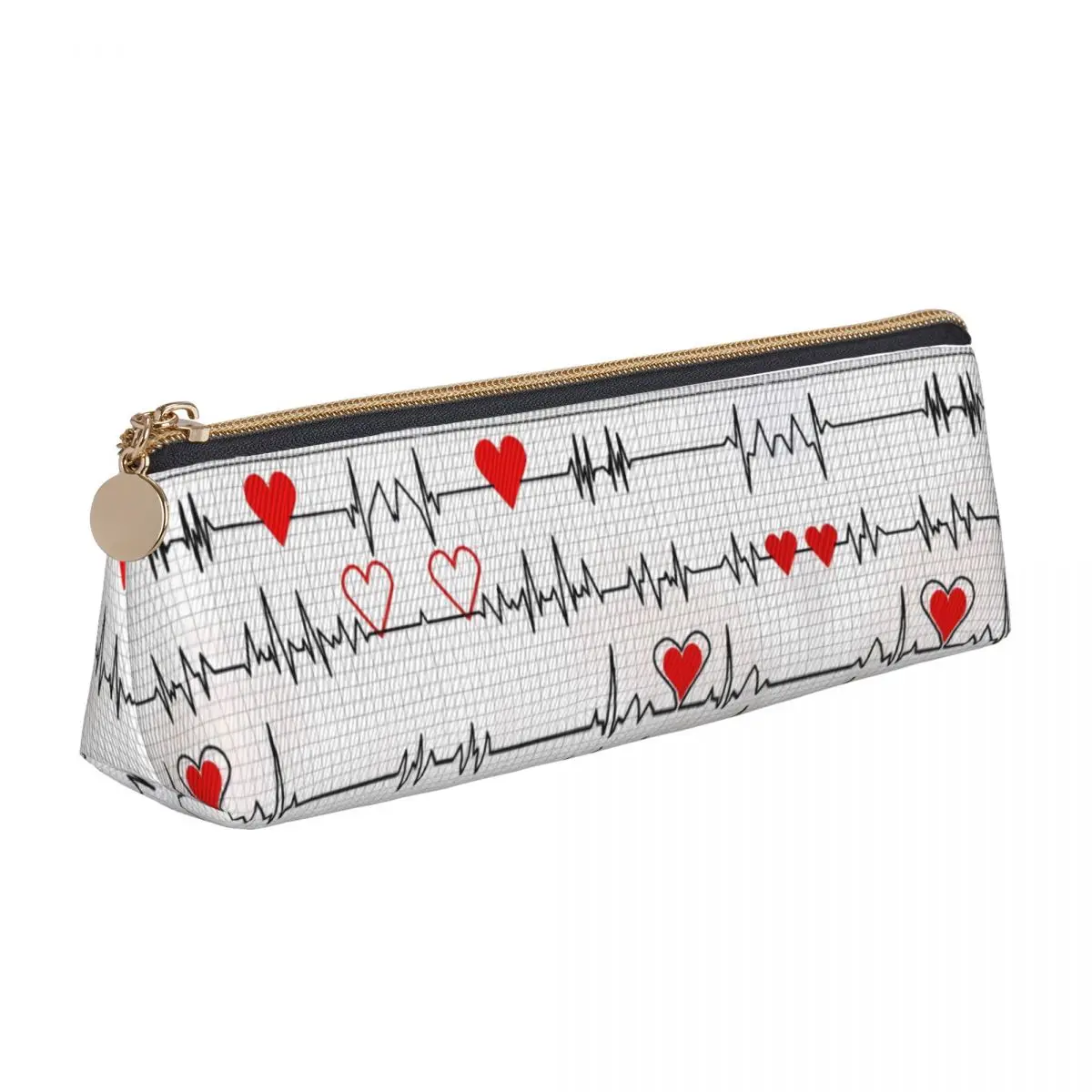 Aesthetic Pencil Case Electrocardiogram Pencil Bag New Fashion School Pencil Cases Students Triangle Design School Supplies