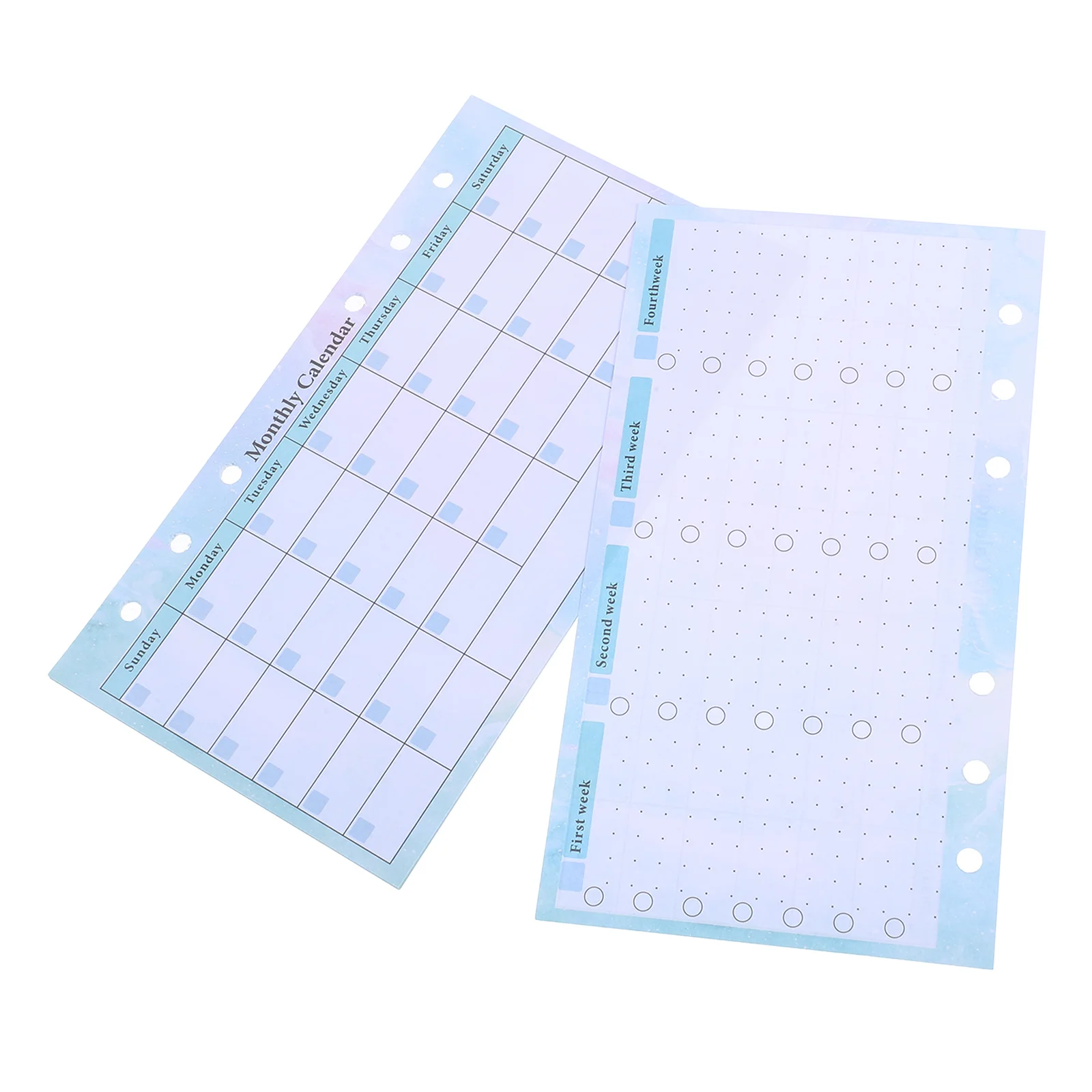 14 ورقة 6 حفرة A6 مخطط شهري إعادة ملء صفحات أوراق فضفاضة غير مؤرخة للعمل الميزانية وجبة مخطط أجندة مكتبية /رزنامة مكتبية شخصية #3