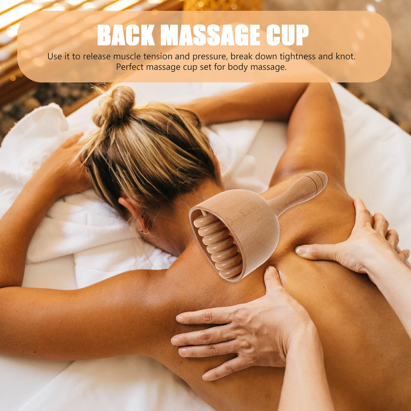 

Набор из 2 деревянных массажных чаш с эргономичным дизайном для растяжки спины и расслабления мышц, ручной массажер-роллер для тела