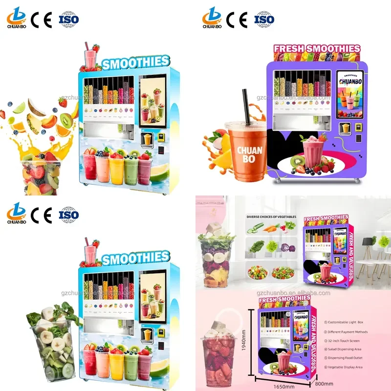 2026Hot Full Automatic Commercial Healthy Fruit Smoothie Vending Machine with SDK POS Integration Custom Graphics-Metal