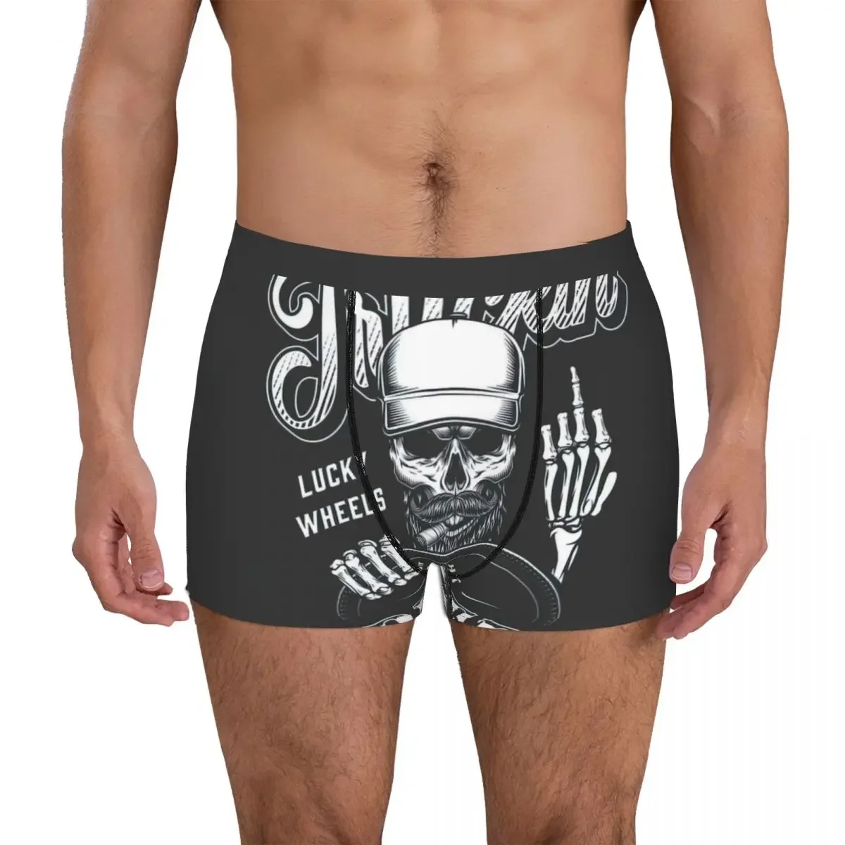 Classic Skull Driver Underpants Breathbale Panties Male Underwear Print Shorts Boxer Briefs