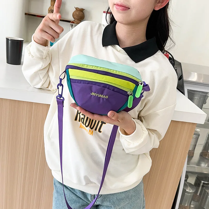 

Dopamine Color Blocking Women's Outdoor Sports Portable Waterproof Nylon Crossbody Bag, Mobile Phone Change Storage Bag