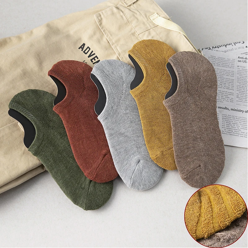 5 Pairs Men Short Socks Cotton High Quality Crew Ankle Casual Soft Low-Cut Non-Slip Breathable Summer Autumn 2022 Sock for Male