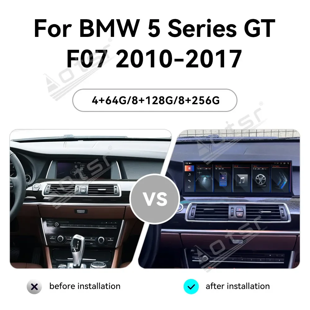 CarPlay 4G WiFi Android 14 Touch Screen Car Radio For BMW 5 Series GT F07 2010-2017 GPS Navigation Multimedia Player
