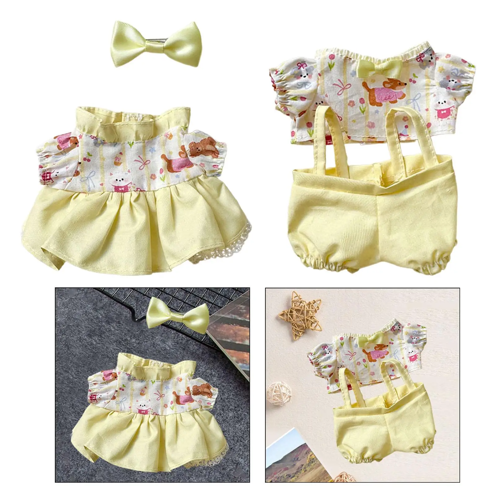 2 pezzi abiti per bambole accessori per costumi vestito per bambole regali moda fai da te cartone animato vestire vestiti per bambole abbigliamento per bambole per bambola da 15 cm