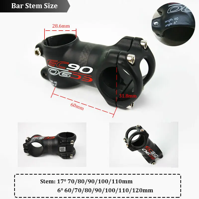 EC90 Carbon Stem 31.8mm Bike Handlebar Stem 6/17 Degree Mtb Power 60/70/80/90/100/110/120mm Mtb Bicycle Table Bike Part