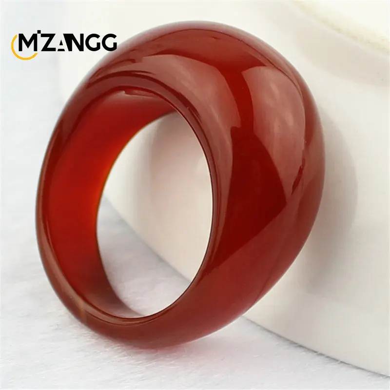 Natural Agate Chalcedony Ring Men\'s and Women\'s Agate Ornaments Jade Ring Dual-use Jade Pendant Fashion Jewelry Accessories Gift