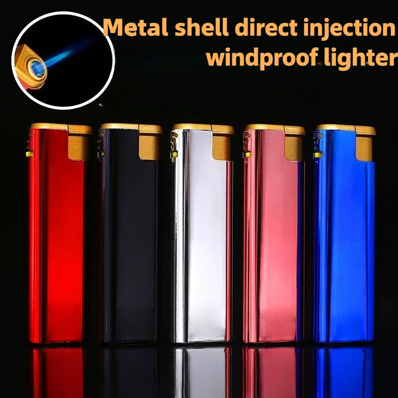 Multicolor Metal Windproof Lighter, Refillable Blue Flame Jet Lighter, Direct Injection Torch Lighter for Daily & Outdoor Use