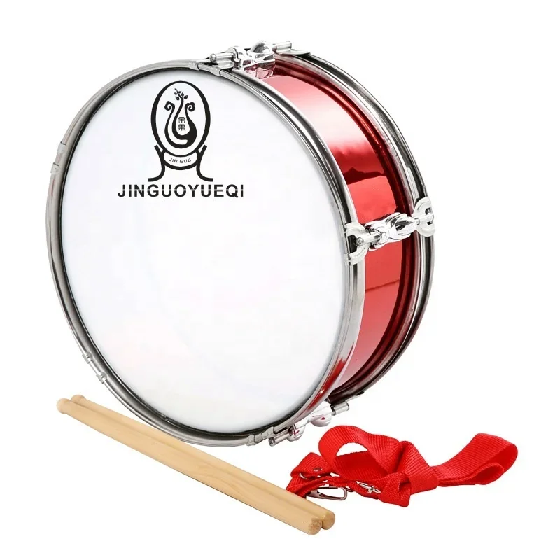 Factory direct sales musical instrument white/red 13 inch stainless steel pressure ring practical snare drum