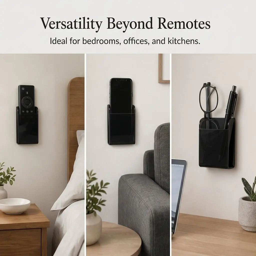 Remote Controller Holder Acrylic Wall Mounted Remote Storage Box Space Saving Organizer Wall Mount Pen Holder Charging Stand