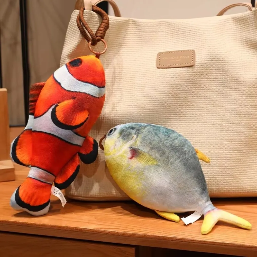 20CM Fish Plush Toys Realisti Fish Series Plush Stuffed Fish Pendant Keychain Bags Decor 3D Simulation Fish Hanging Fish Doll