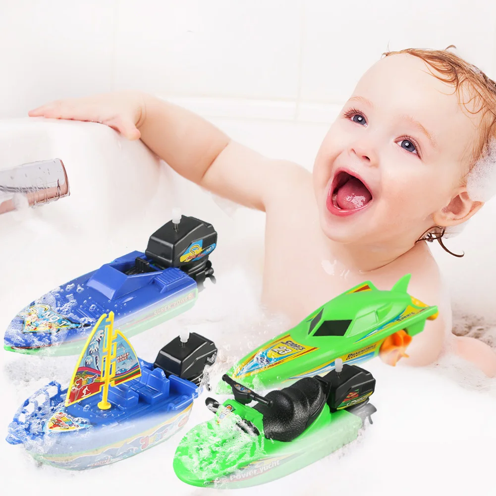 1Pc Kids Speed Boat Ship Wind Up Toy Bath Toys Shower Toys Float In Water Kids Classic Clockwork Toys for Children Boys Gift