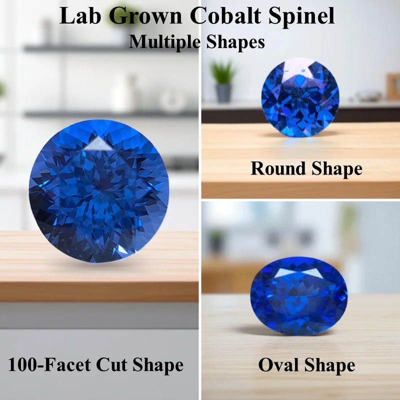 Lab Grown Cobalt Spinel Multiple Shapes Gemstone For Jewelry Making Selectable Certificate