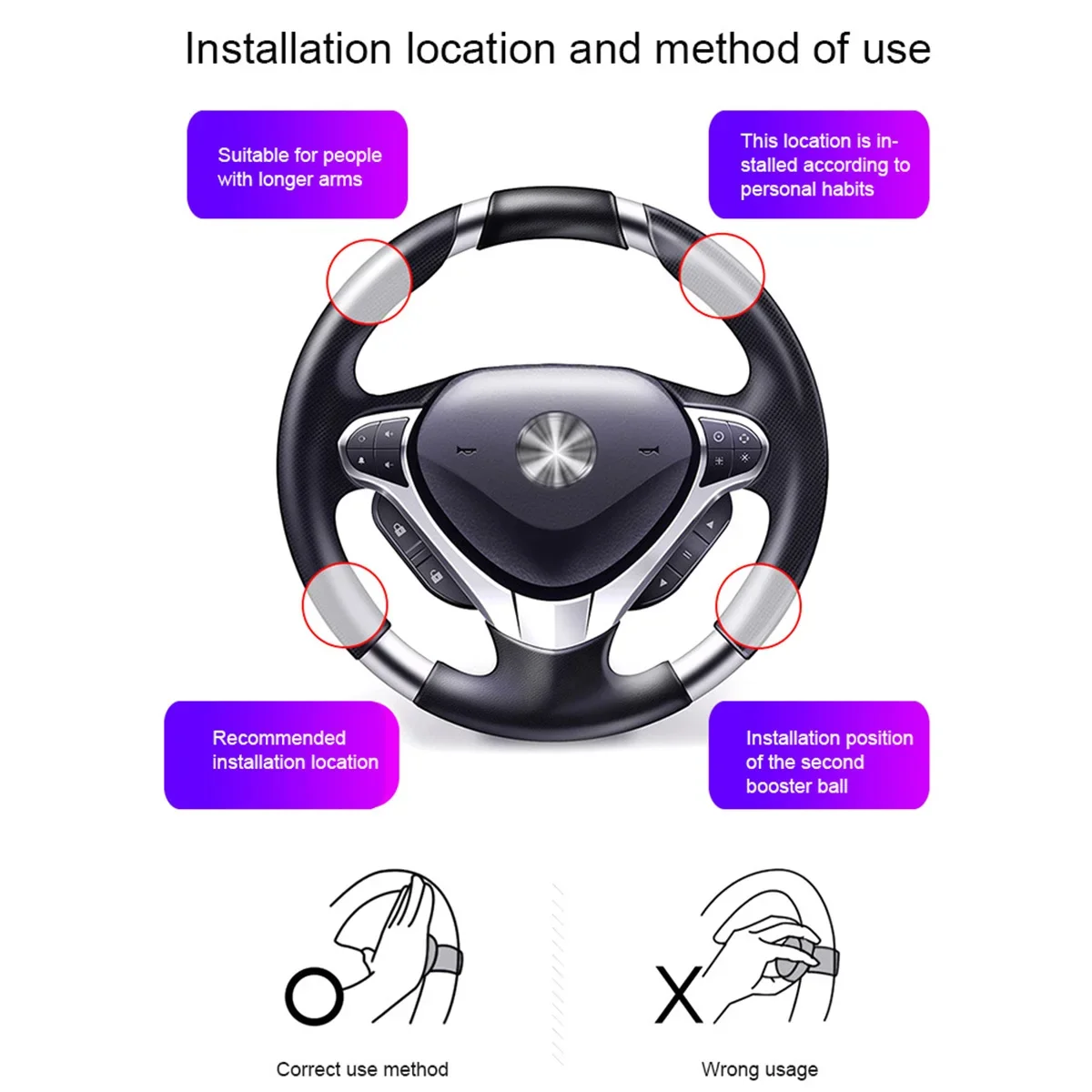 Steering Wheel Spinner Knob Universal Steering Wheel Booster Rotation Car Turning Steering Wheel Ball Handle Car Accessories