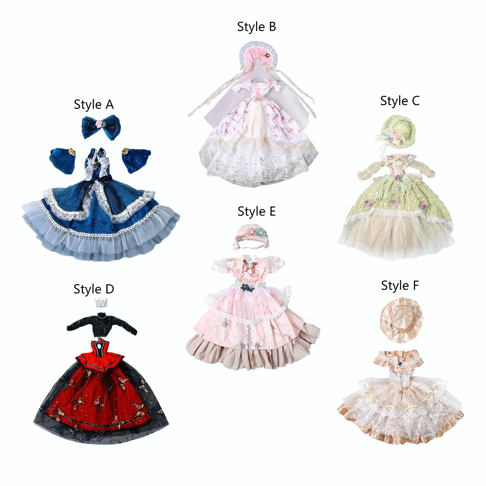 Simulation Doll Clothes 24inch Female Doll Retro Style Dress Handmade Easy to