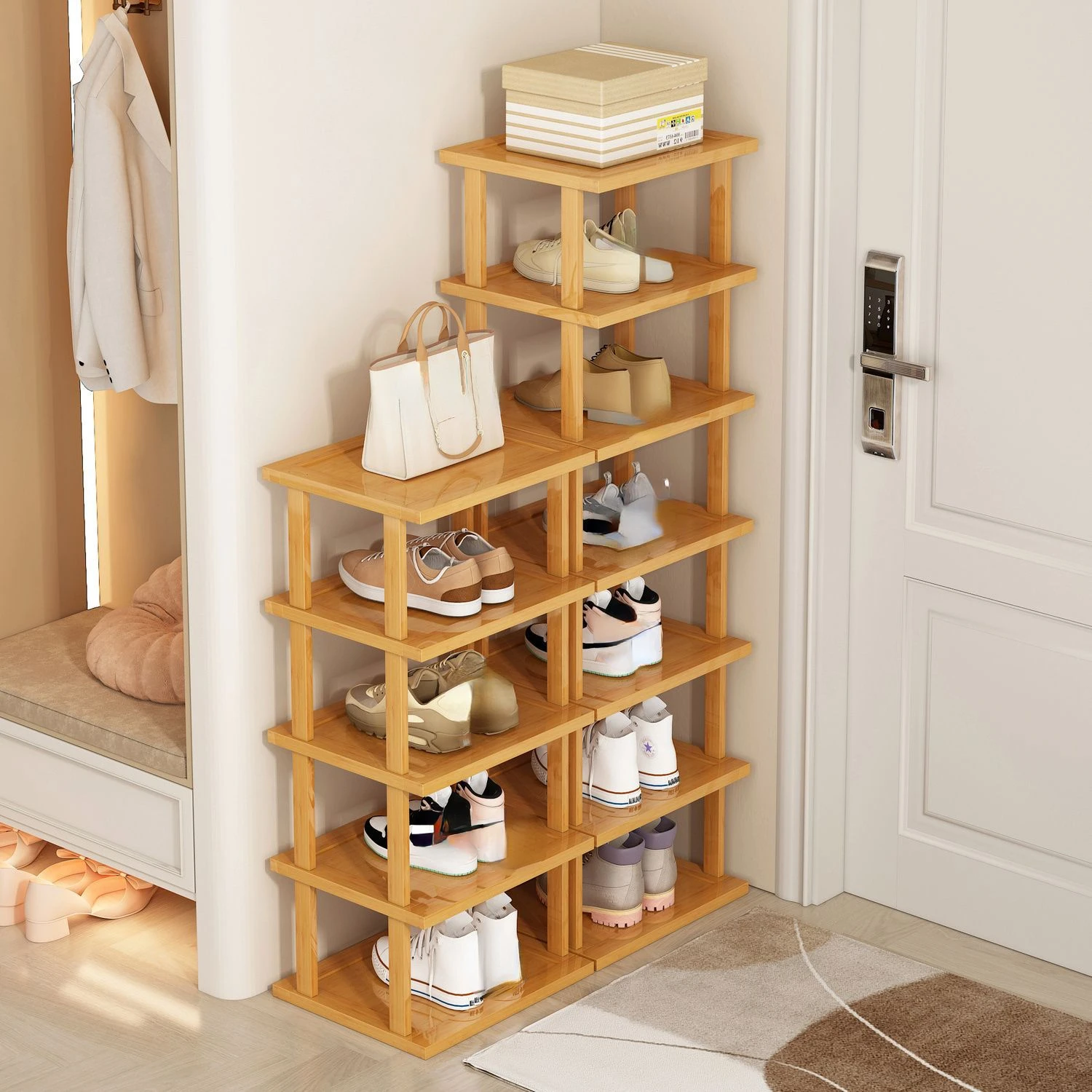 

Shoe Rack Door, Simple Multi-storey Bedroom, Dormitory, Nanzhu Storage, Economical Small Shoe Cabinet Shelf