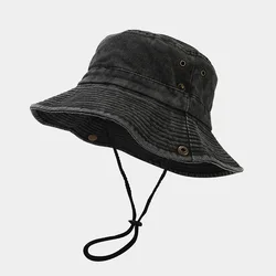 2024 Big Head Plus Size Bucket Hat for Men Pure Cotton Panama Fisherman Hat Korean Man Women 59cm 60