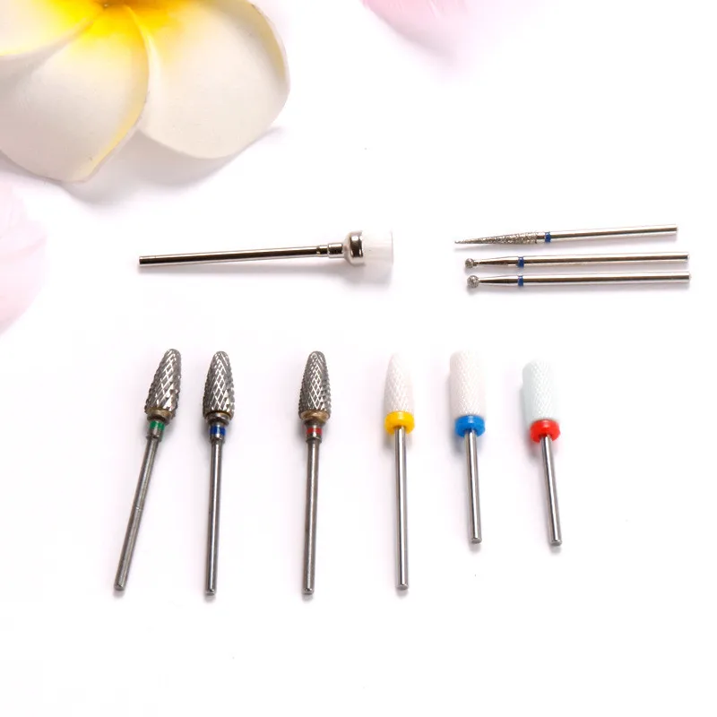 10pcs Eletric Machine Nail Bit Diamond Milling Cutter Pedicure Flies Gel Dead Skin Remover Tool Manicure Bit Clean Accessory