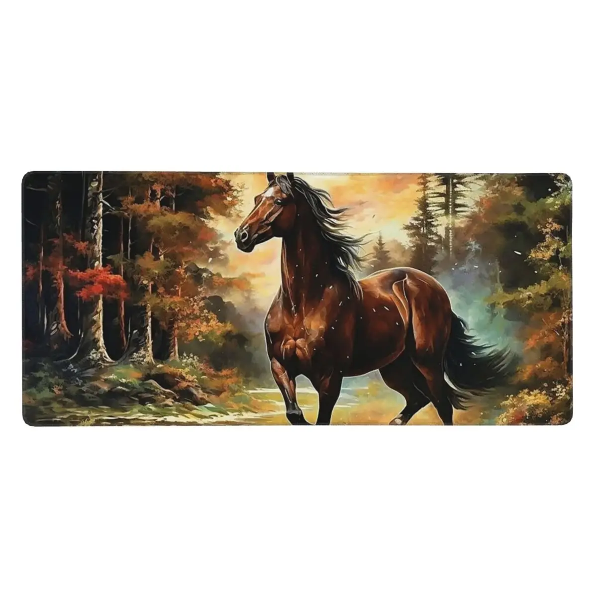 Horse Under The Autumn Leaves Tree Large Mouse Pad Computer Keyboard Mouse Mat PC Laptop Desk Mat Office Accessories Table Mats