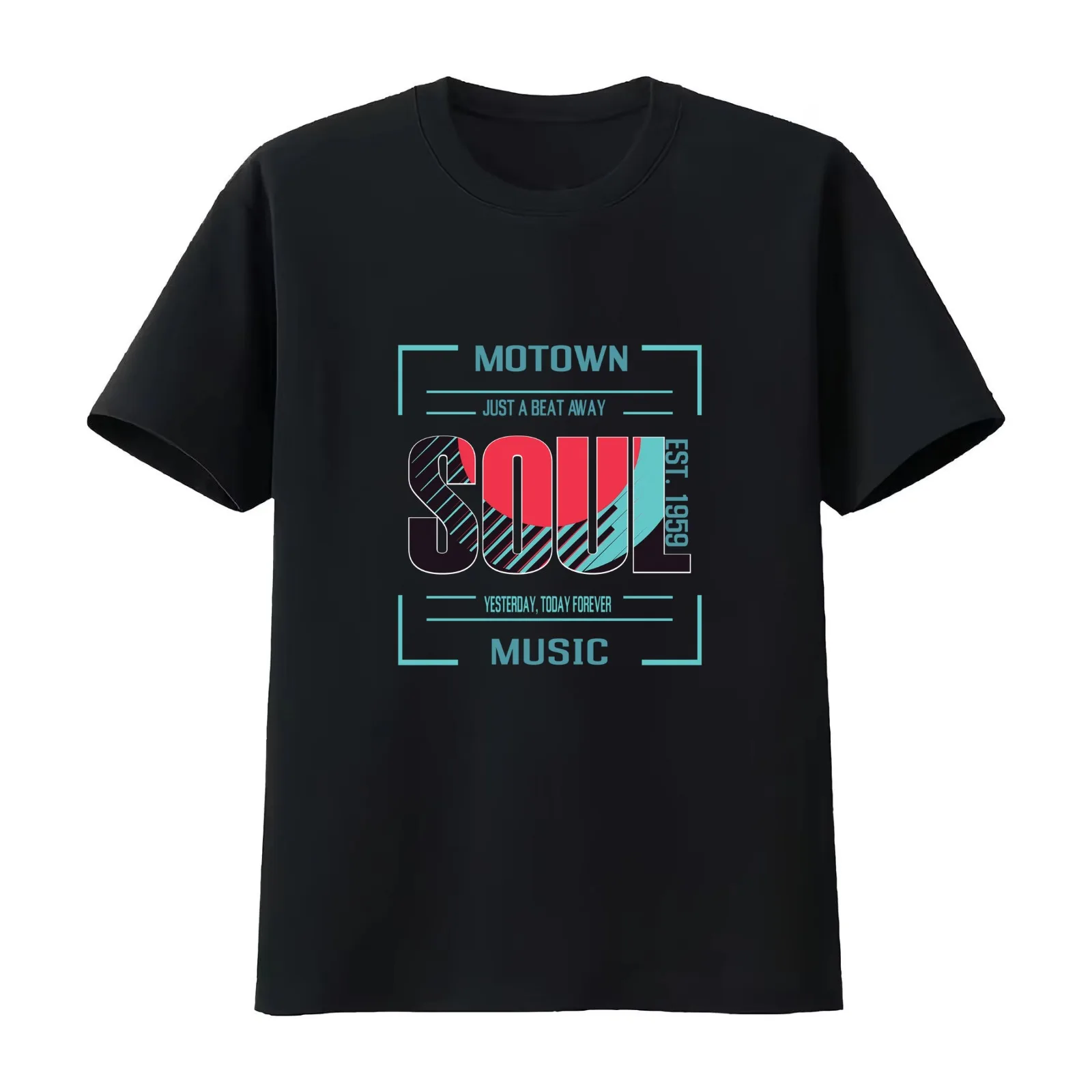 Motown T-Shirt Summer Casual Cotton Tee Oversized Streetwear Tops Vintage Graphic Print Loose Fit Short Sleeve 100% Cotton