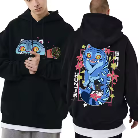 Limited Movie Kpop Demon Hunters Derpy Tiger Hoodie Men Women Fashion Cartoon Trend Sweatshirt Unisex Casual Oversized Pullover