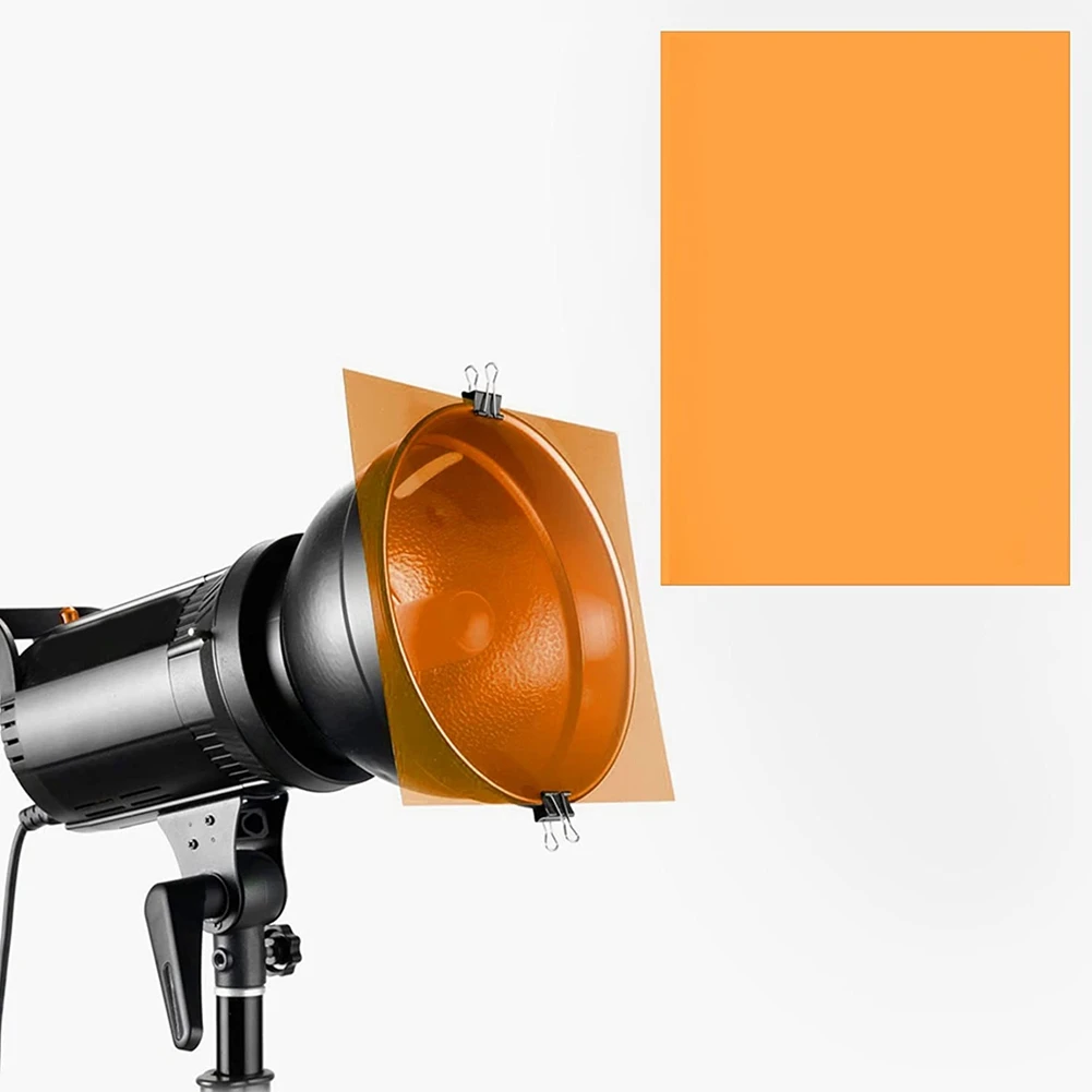 9 ชิ้นเจลกรองแสงสีแก้ไขสีซ้อนทับฟิล์มเจลกรองแสงสําหรับฟิล์ม, วิดีโอ, ภาพถ่าย, เวที (สีส้ม)