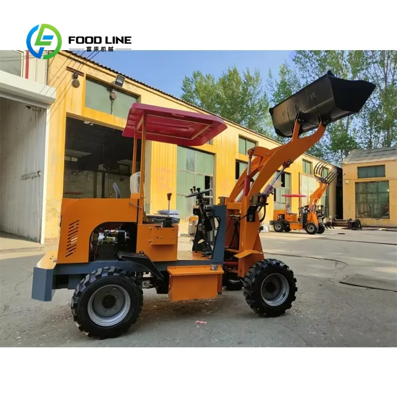Customized Four Wheel Drive Electric Diesel Small Forklift Loader Grass Grabber Farm Manure Cleaning Shovel Powered Engine
