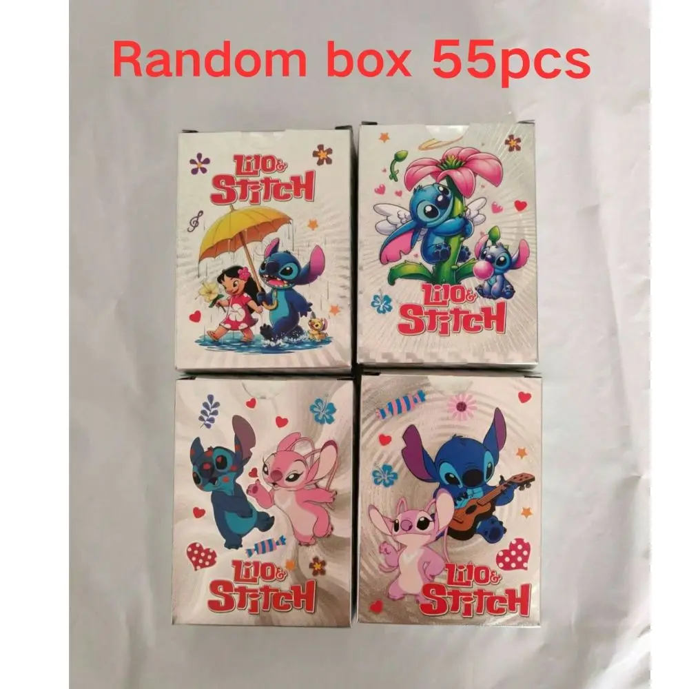 55 шт., карты Lilo & Stitch с золотой фольгой, Disney Stitch, серебро, Радуга, черная серия, боевой тренер, карточные игры, игрушки, подарок на день рождения