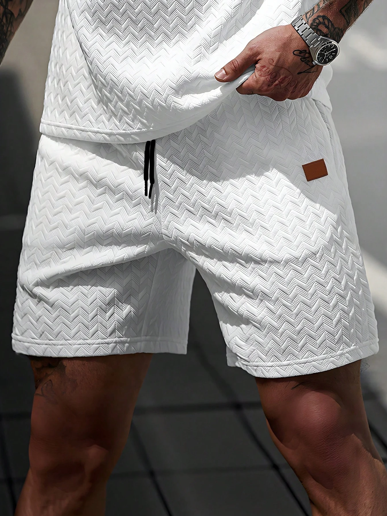 New Summer Casual Sports Shorts: Featuring a knitted, slightly stretchy jacquard design, these solid-colored shorts offer a simp