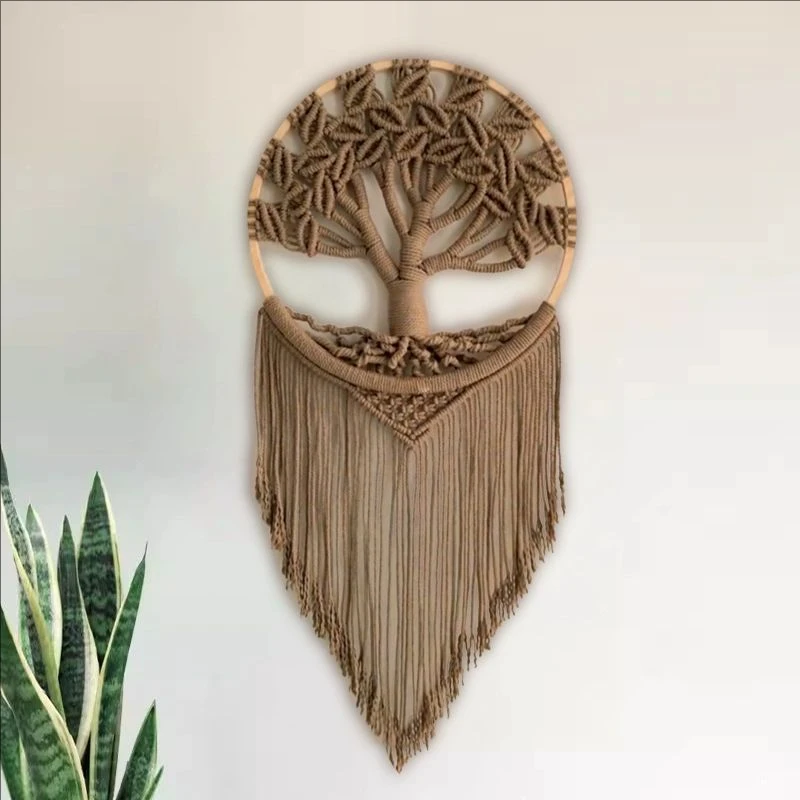 Tree of Life Wall Hanging Handmade Woven Boho Home Wall Decor for Bedroom Nursery Apartment Dorm Decoration Gift Girl