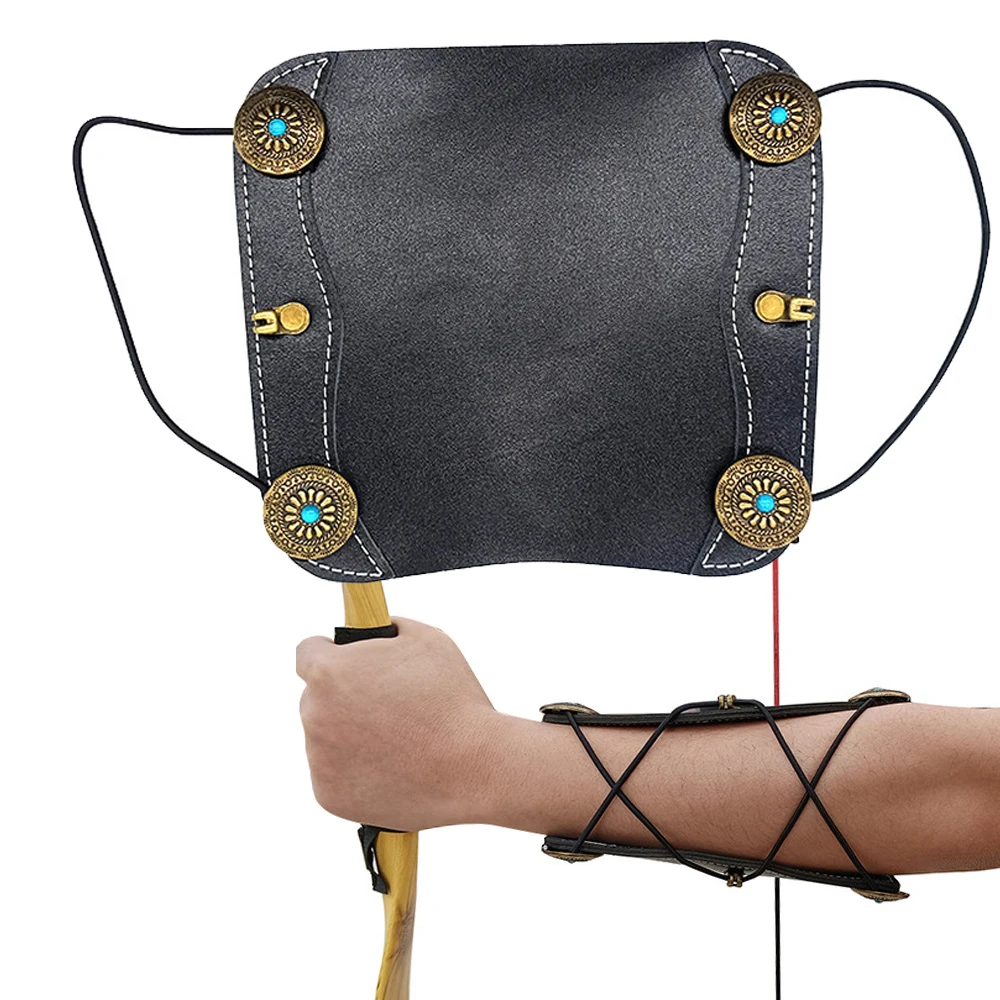 1PC Protezione per il braccio per tiro con l'arco in pelle di vacchetta Tiro con l'arco Sport Equipaggiamento protettivo Protezione per il braccio per tiro con l'arco regolabile