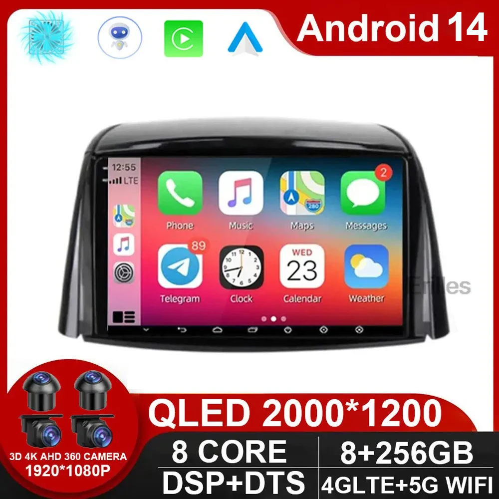 Android 14 Multimedia Car Radio Player For Renault Koleos 2008 - 2016 Navigation GPS No 2Din DVD 5G Wifi BT QLED Screen NO DVD