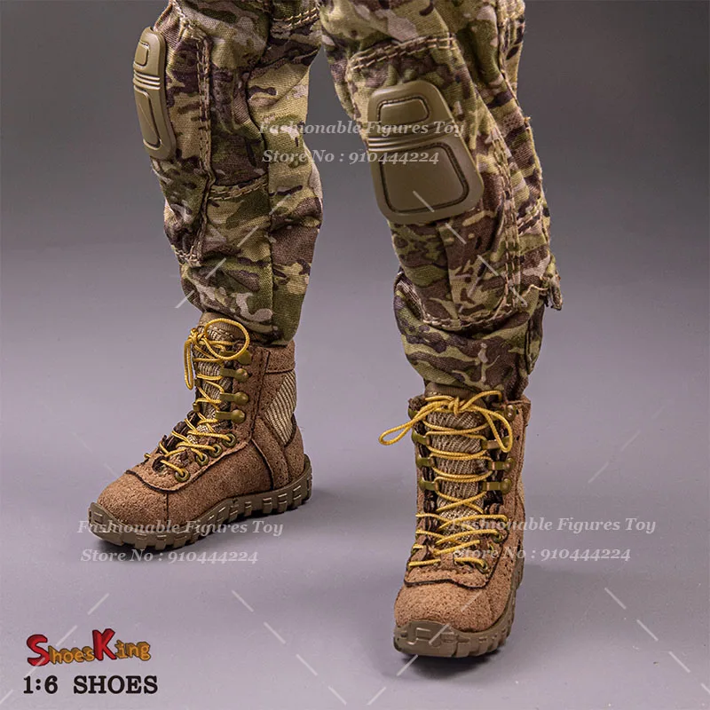 SK012 1/6 Męskie Buty Żołnierskie Ręcznie Robione Pustynne Wojskowe Buty Bojowe Piaskowe Sznurowane Ażurowe Buty Pasują na 12-calową Figurkę Model