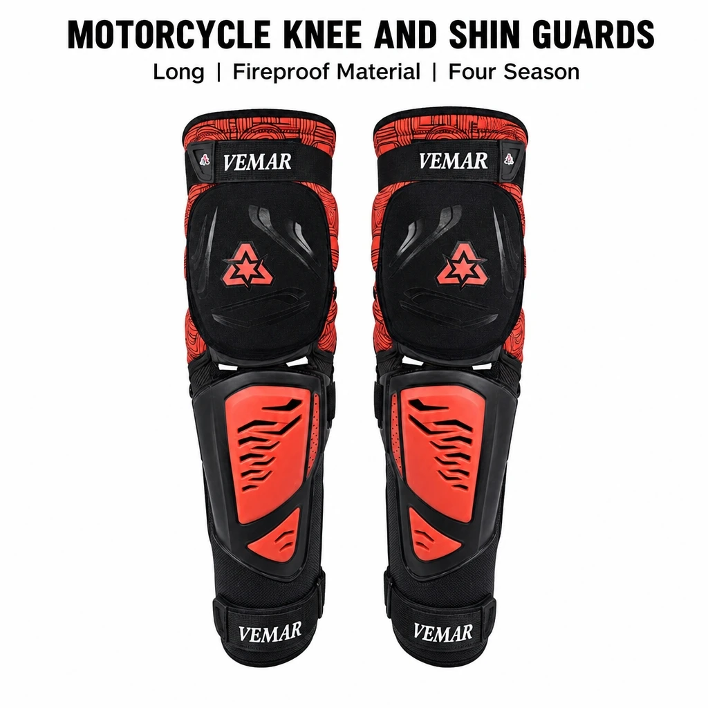 Motorcycle Knee Shin Guards Adjustable Breathable Anti‑Impact Wear‑Resistant Protective Pads for Dirt Bike Offroad Motorbike