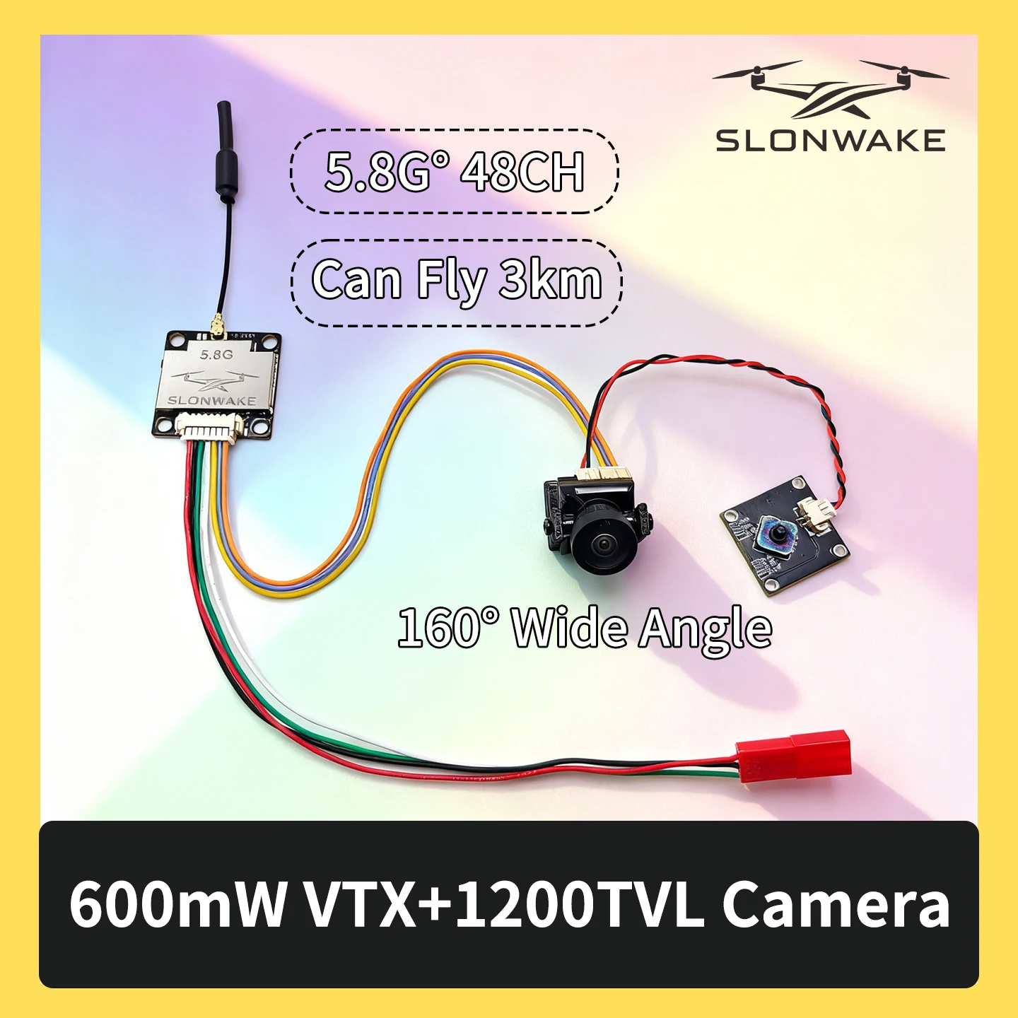 SLONWAKE 5.8G 600mW 7-24V Zestaw nadajnika wideo i kamery FPV, 160 °   Szerokokątny, kompatybilny z samochodami RC i dronami o stałym skrzydle FPV