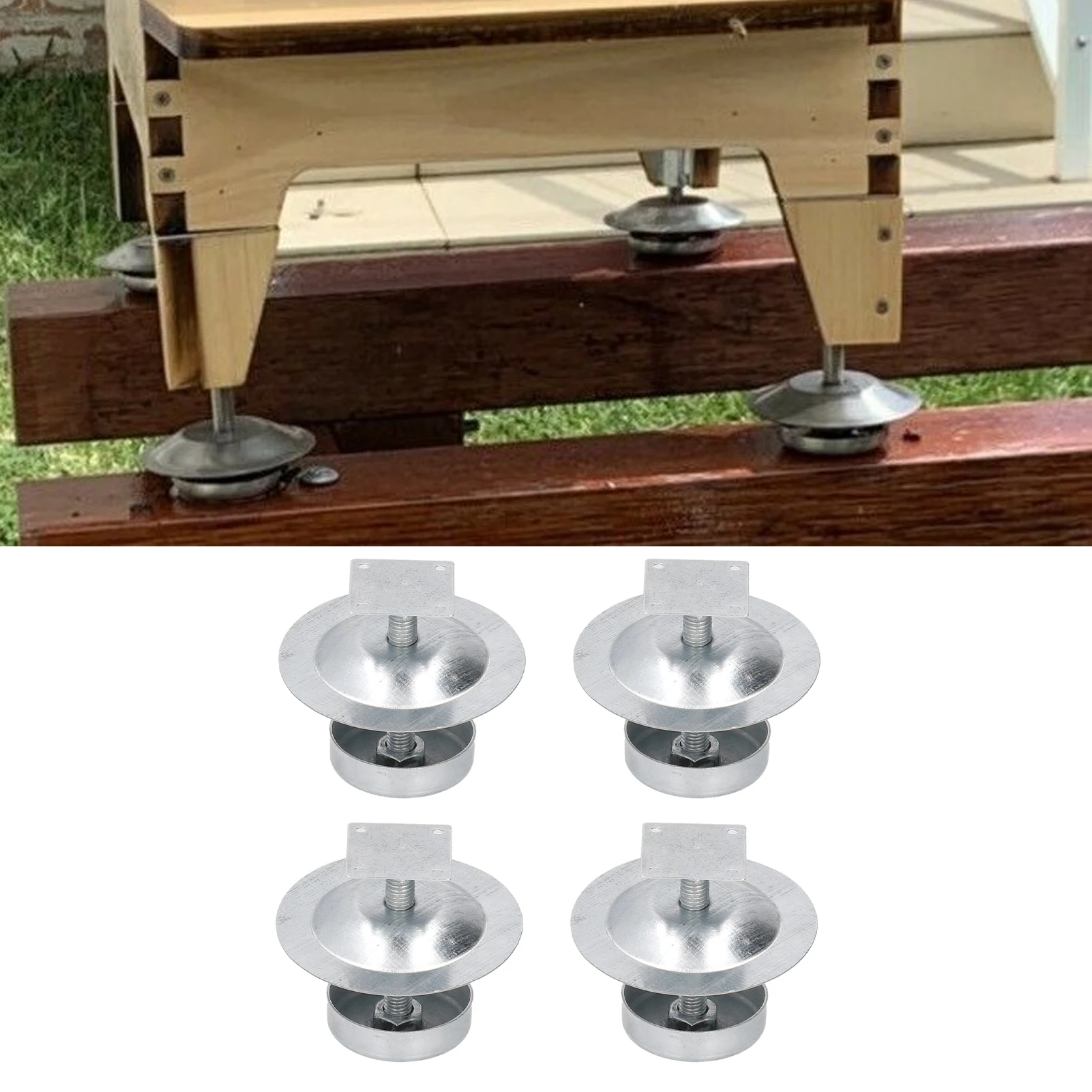 

4Set Ant Proof Hive Feet Stainless Steel Beehive Base Beekeeping Beehive Stand For Beekeeper